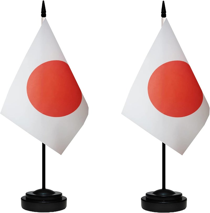 tibijoy أعلام اليابان - مجموعة أعلام صغيرة ميني مكتبية بأعلام اليابان الصغيرة مع عمود أسود بطول 13 بوصة، قاعدة سوداء وقمة رمح، علم ياباني مصغر فاخر، ديكور منزلي، ديكور مكتبي، احتفالات المهرجانات (12 حزمة) - Image 2